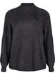 Knitted blouse with bow detail, Dark Grey White Mel., Packshot image number 0