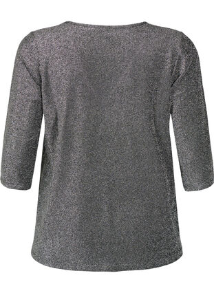 Glitter blouse with 3/4 sleeves, Black Silver , Packshot image number 1