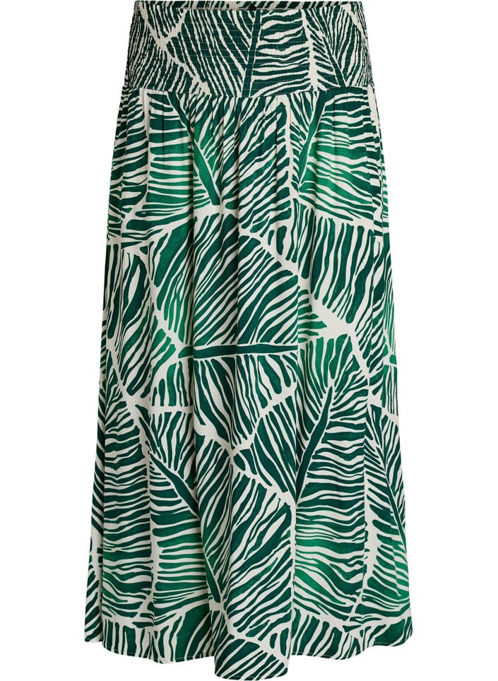 Viscose maxi skirt with smocking, Green, Packshot image number 0