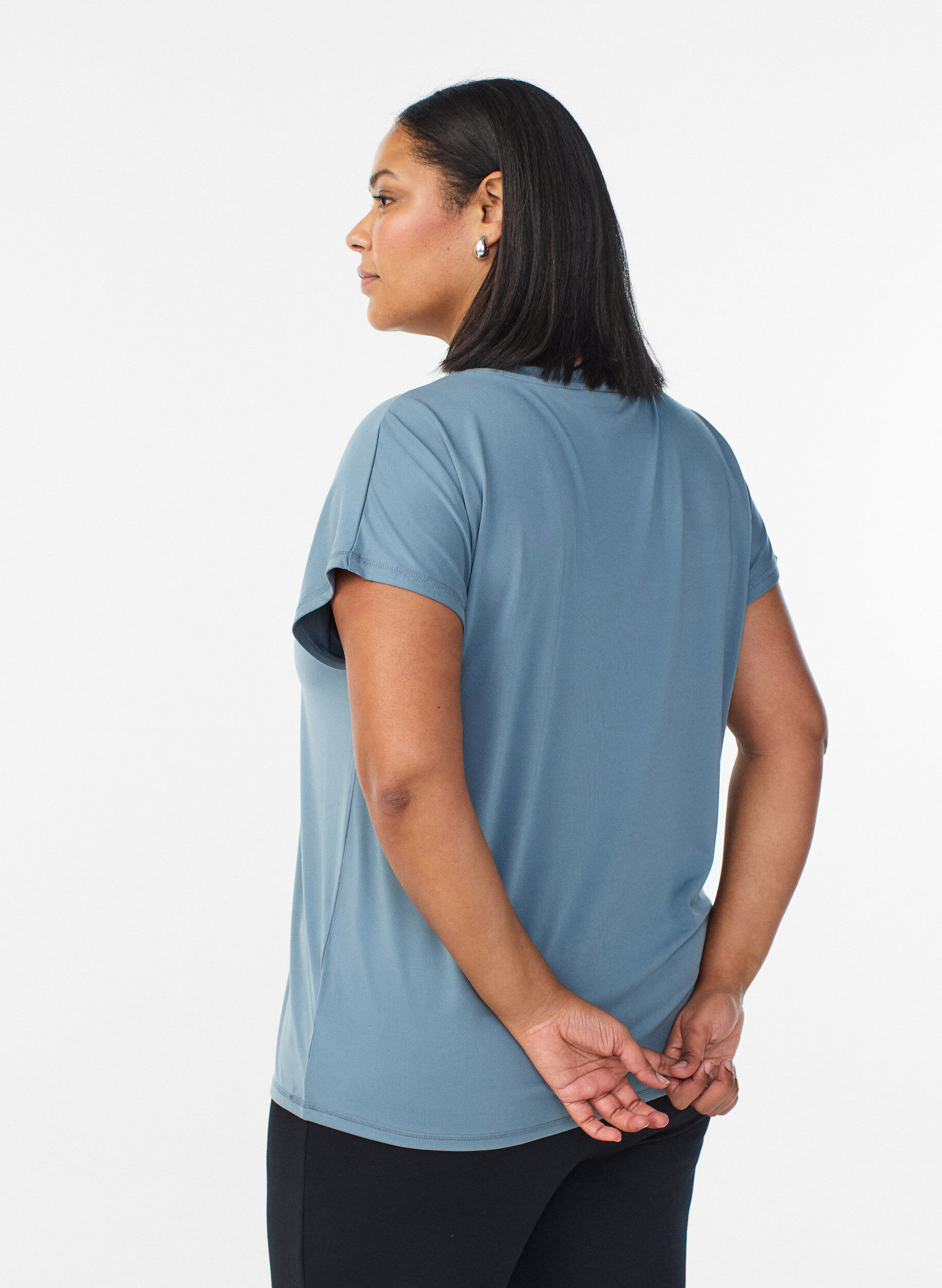 Zizzifashion Loose training t-shirt with v-neck, Grey, Model image number 2