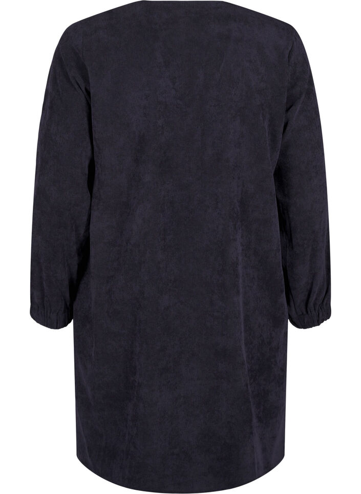 Short velvet dress with pockets, Black, Packshot image number 1