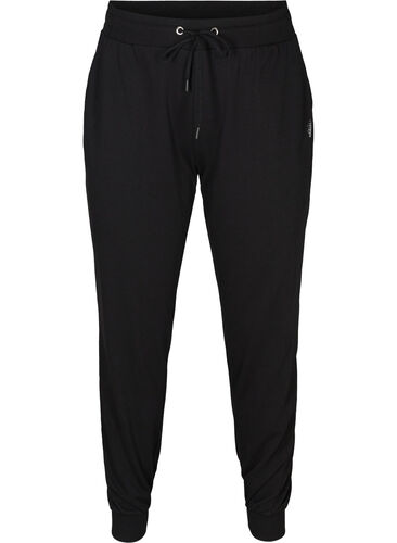 Loose workout trousers with pockets, Black, Packshot image number 0