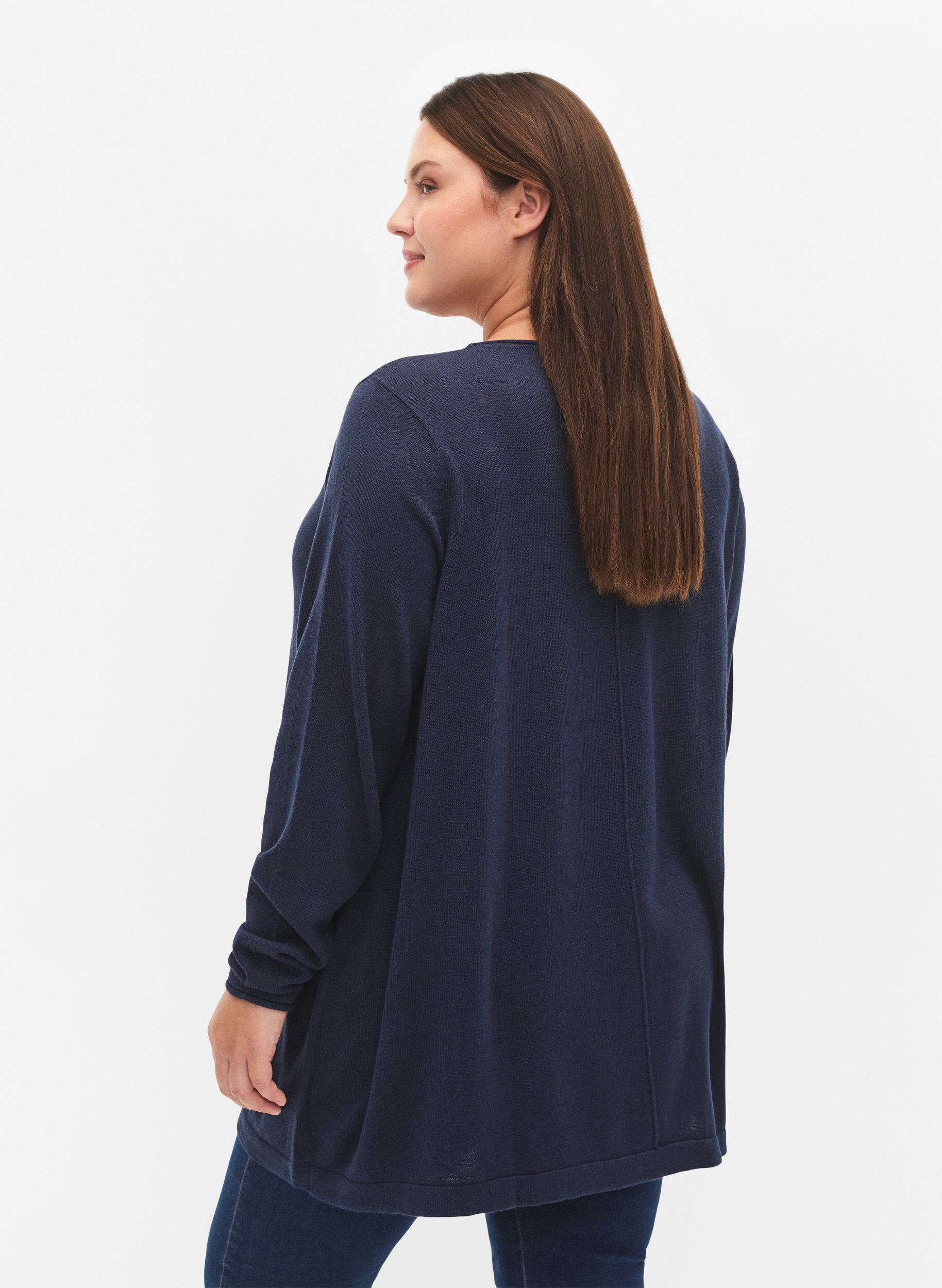 Zizzifashion Knitted blouse in cotton-viscose blend, Blue, Model image number 2