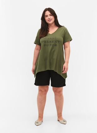 Cotton t-shirt with short sleeves, Thyme PRESENT, Model image number 2