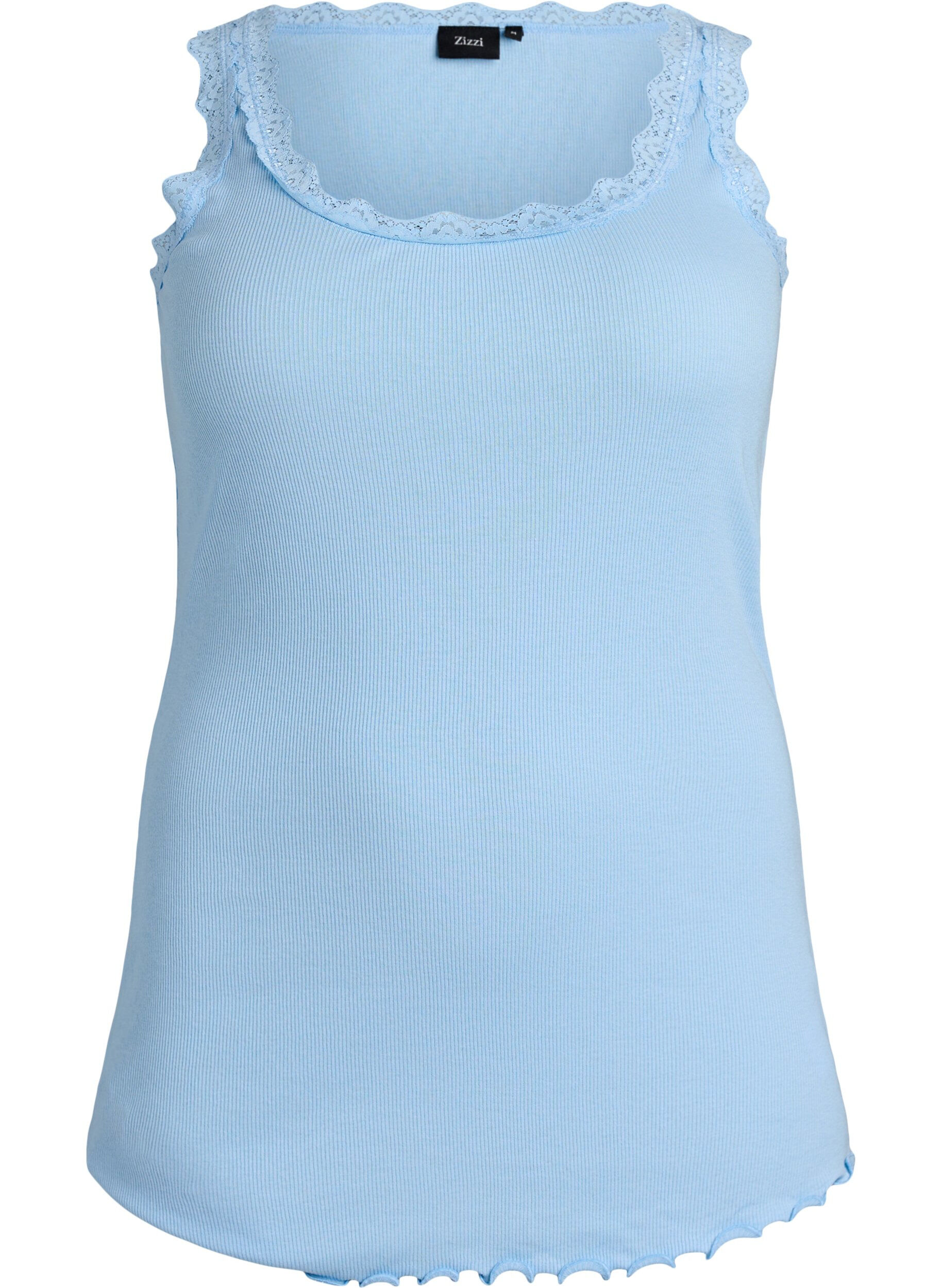Zizzifashion Top with lace trim, Light Blue, Packshot image number 0