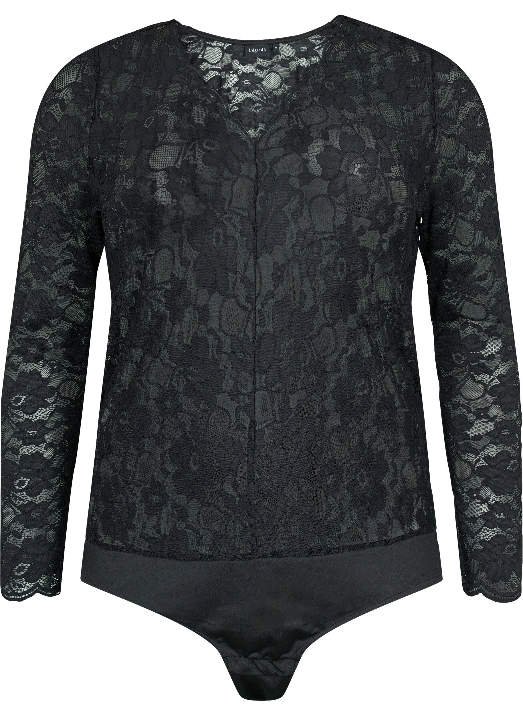 Zizzifashion Lace body with long sleeves, Black, Packshot image number 0