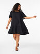 Cotton short-sleeved dress with a-line cut, Black, Model image number 1