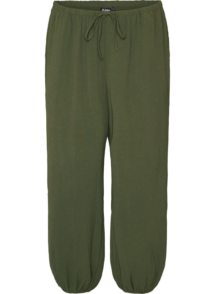 High-waisted balloon trousers, Green, Packshot image number 0