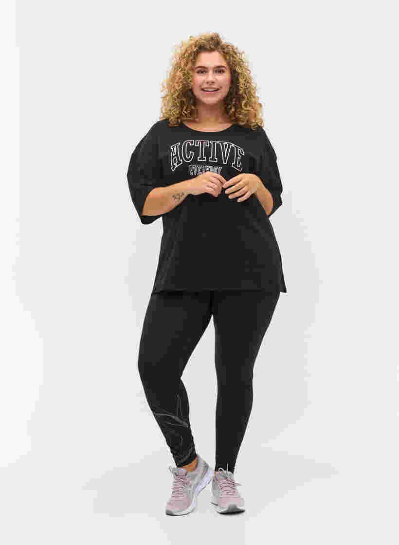 Cotton workout t-shirt, Black, Model image number 2