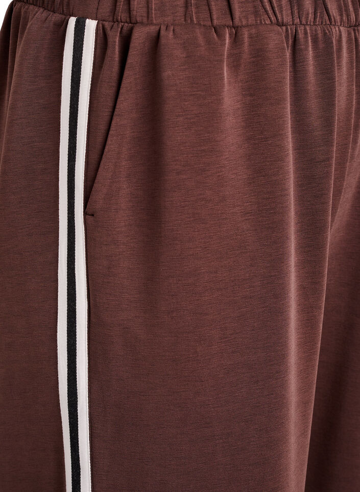 Loose training trousers with a high waist and stripe detail, Brown, Packshot image number 2