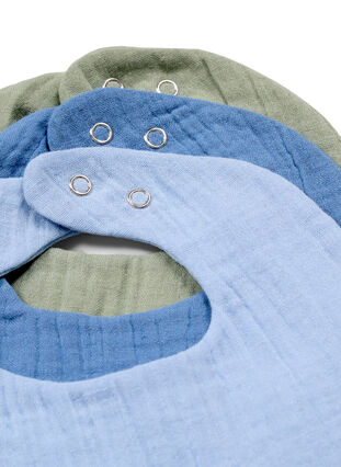 Cotton bibs 3-pack, Blue/Green, Packshot image number 1