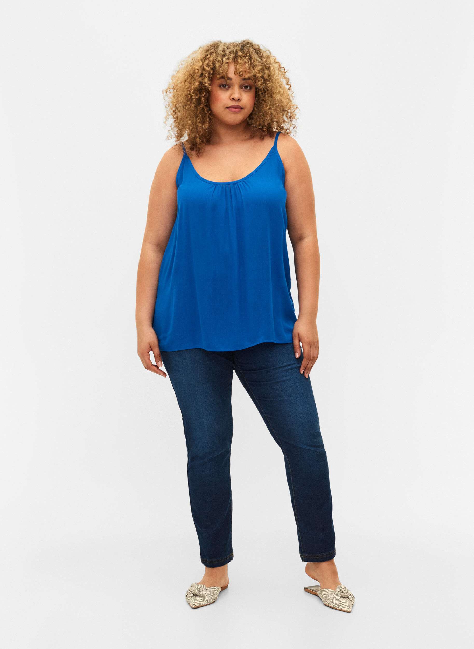 Zizzifashion Strap top in viscose, Blue, Model image number 1