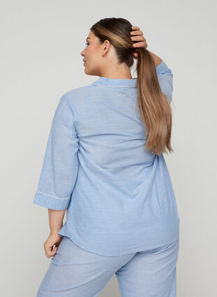 Striped nightshirt in cotton, White/Blue Stripe, Model image number 1
