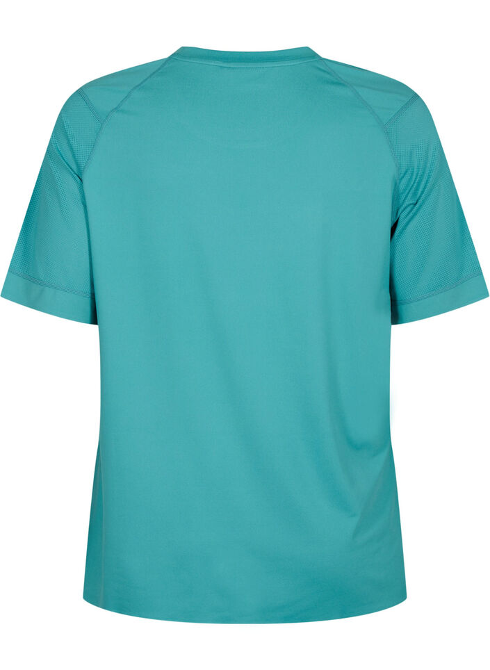 Short-sleeved training t-shirt with round neck, Green-Blue Slate, Packshot image number 1