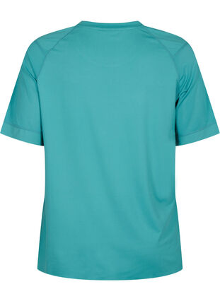 Short-sleeved training t-shirt with round neck, Green-Blue Slate, Packshot image number 1