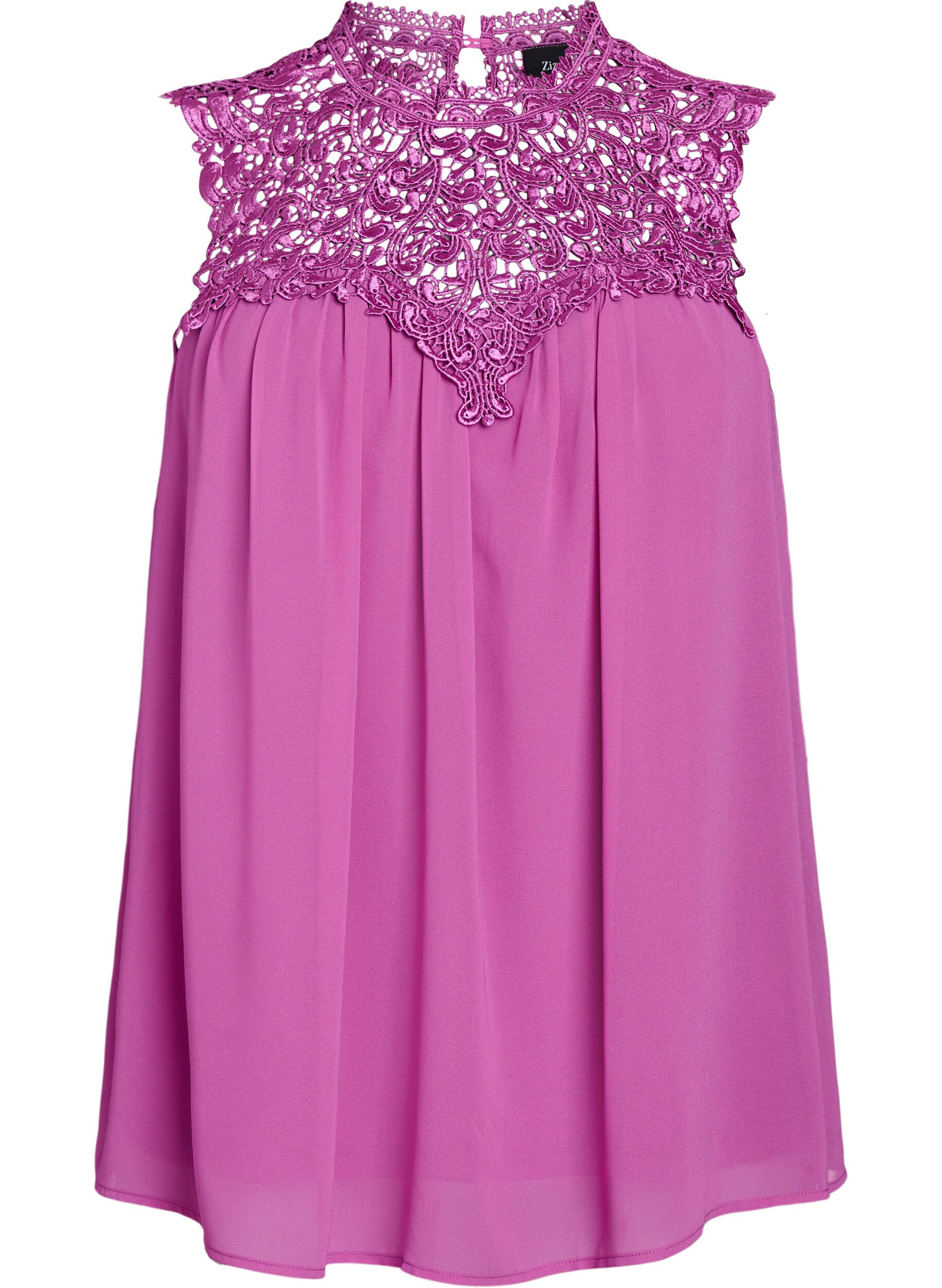Zizzifashion Sleeveless party top with crochet, Purple, Packshot image number 0
