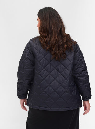 Lightweight quilted jacket with zip and pockets, Black, Model image number 1