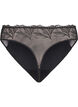 Microfiber thong with lace, Black, Packshot image number 1