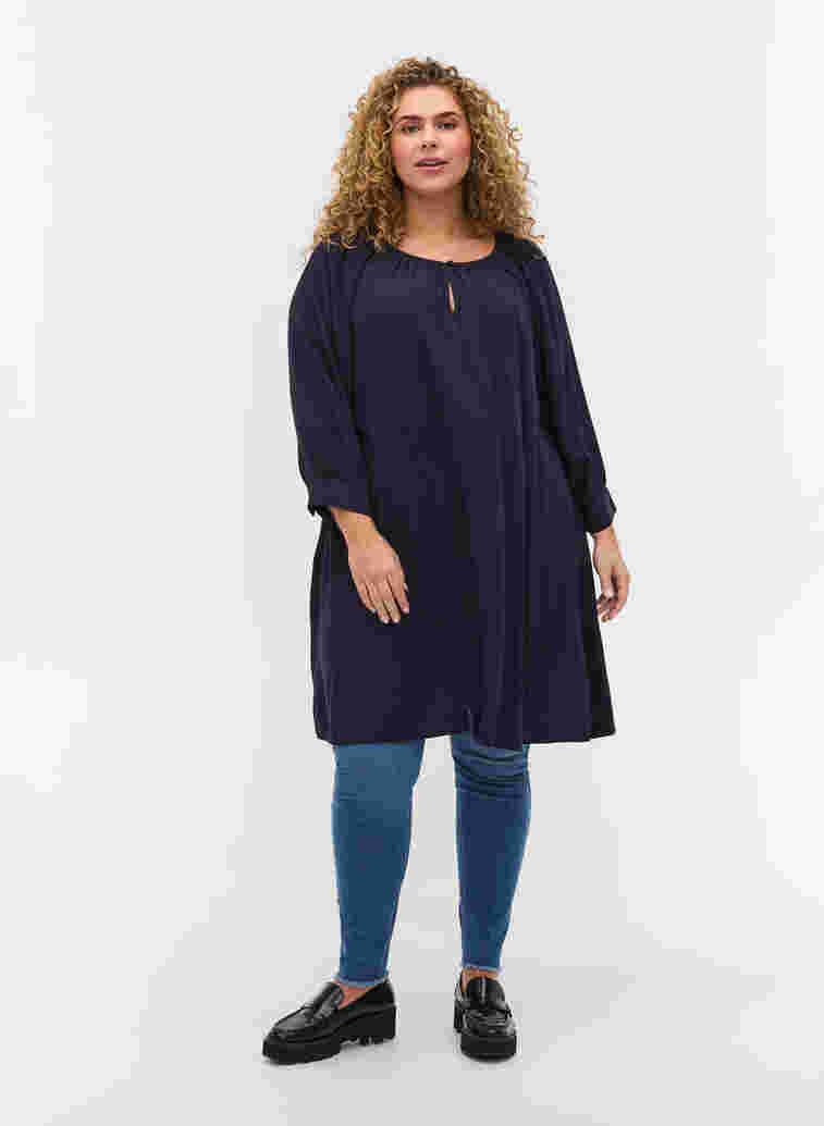Viscose tunic with 3/4 sleeves, Night Sky, Model image number 2