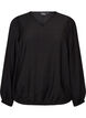 Viscose blouse with V-neck and balloon silhouette, Black, Packshot image number 0