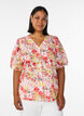 Floral blouse with eyelet embroidery and V-neck, Rose, Model image number 0