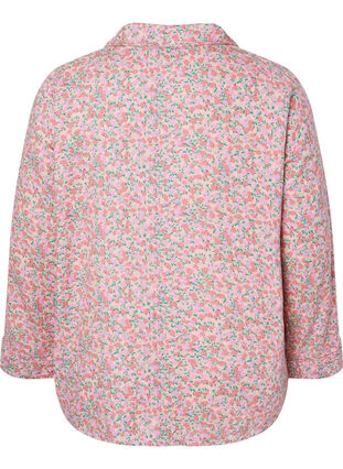 Cotton pyjama top with floral print, Powder Pink, Packshot image number 1