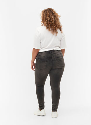 Super slim Amy jeans with high waist, Dark Grey Denim, Model image number 1