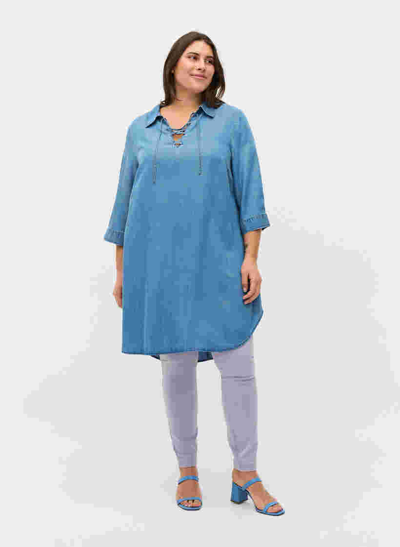 Tunic with 3/4 sleeves, Blue denim, Model image number 2