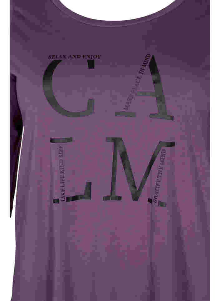 Cotton t-shirt with 3/4 sleeves, Vintage Violet, Packshot image number 2