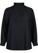Long-sleeved blouse with ruffle collar, Black, Packshot image number 0