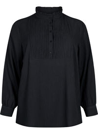 Long-sleeved blouse with ruffle collar