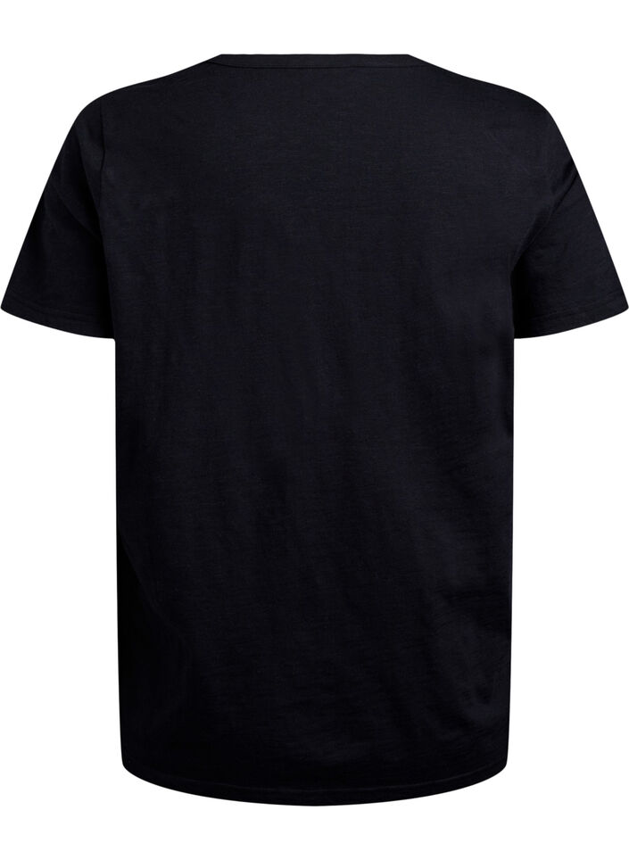 T-shirt with button detail, Black, Packshot image number 1