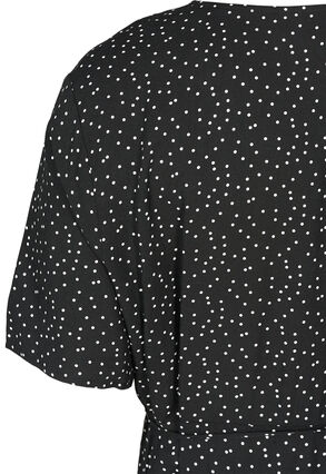 Short-sleeved, dotted wrap dress, Black, Packshot image number 3