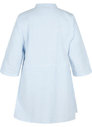 Striped cotton tunic with buttons and 3/4 sleeves, Skyway Stripe, Packshot image number 1