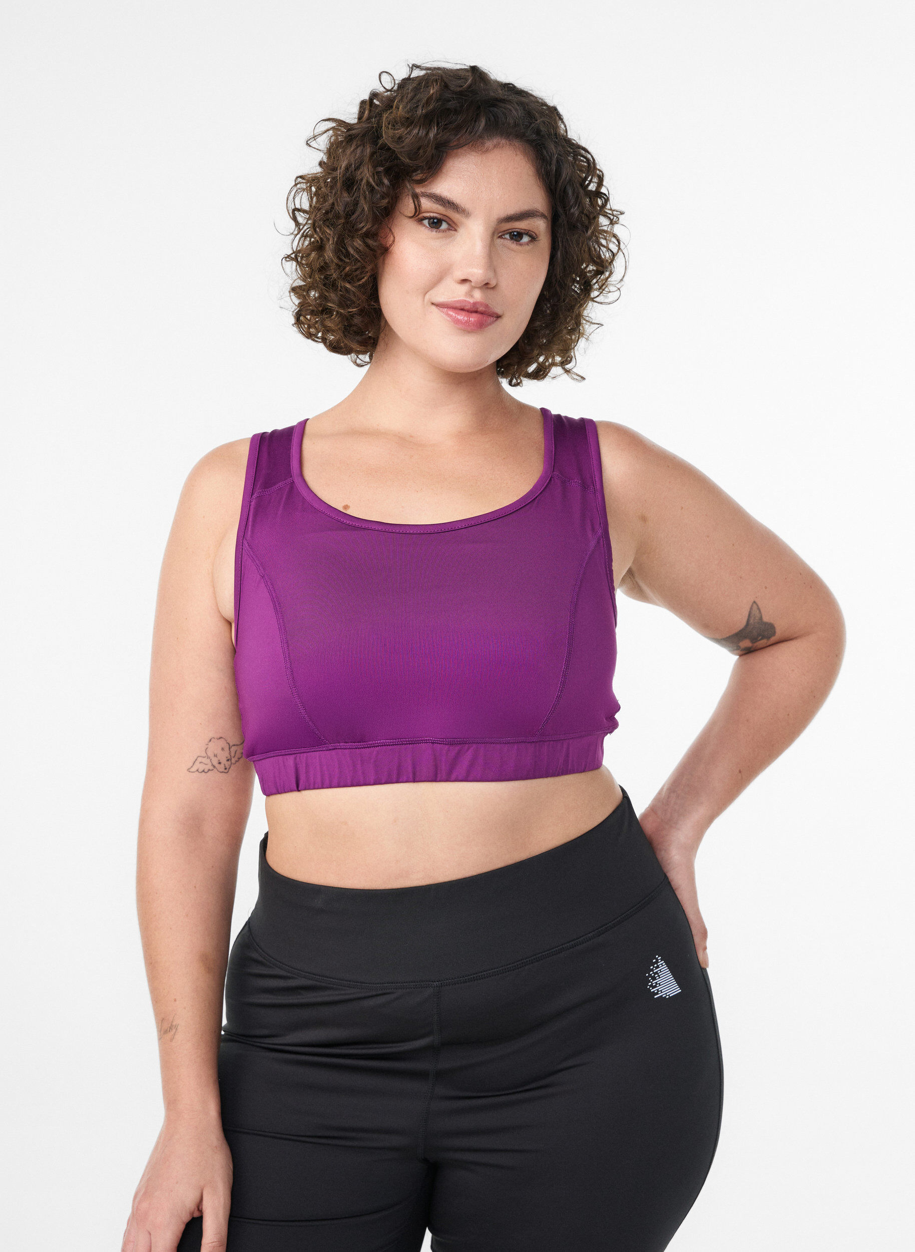Sports bra with racerback, Purple, Model