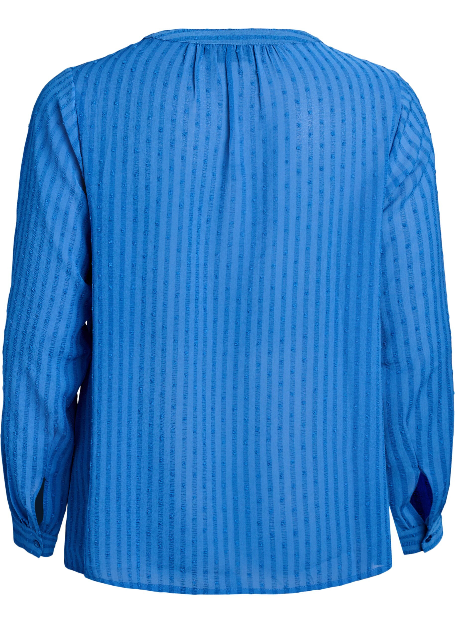 Zizzifashion Shirt with a textured dot pattern and embroidery details, Blue, Packshot image number 1