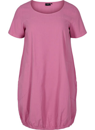 Short-sleeved cotton dress, Cyclamen, Packshot image number 0