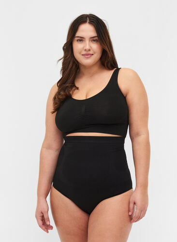 High-waisted shapewear knickers, Black, Model image number 0