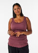 Ribbed top with lace trim, Red, Model image number 0