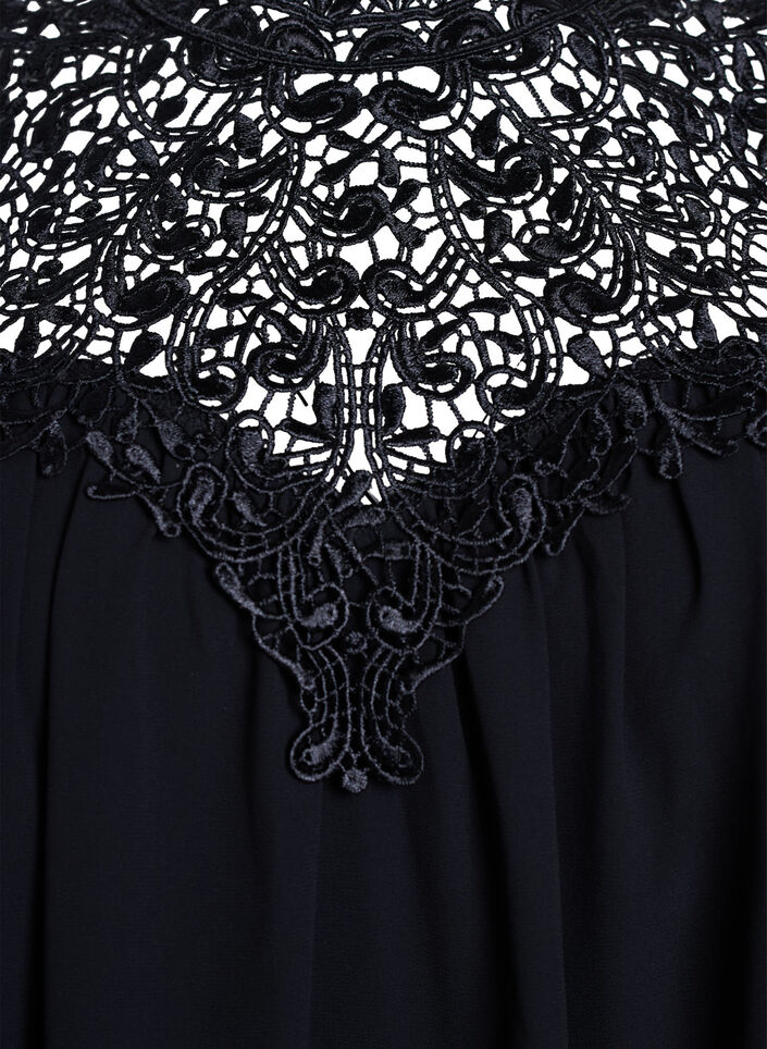 Sleeveless party top with crochet, Black, Packshot image number 2