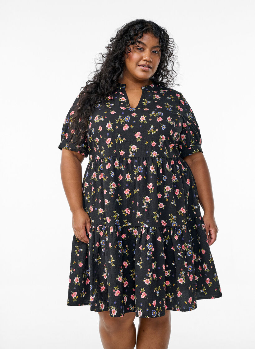 Short A-line dress, Black, Model image number 0