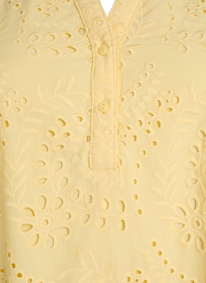 Broderie anglaise dress with ruffle sleeves, Yellow, Packshot image number 2