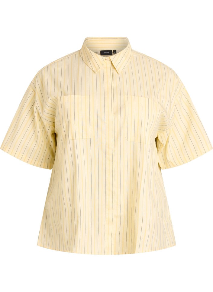 Striped blouse in a loose fit, Yellow, Packshot image number 0