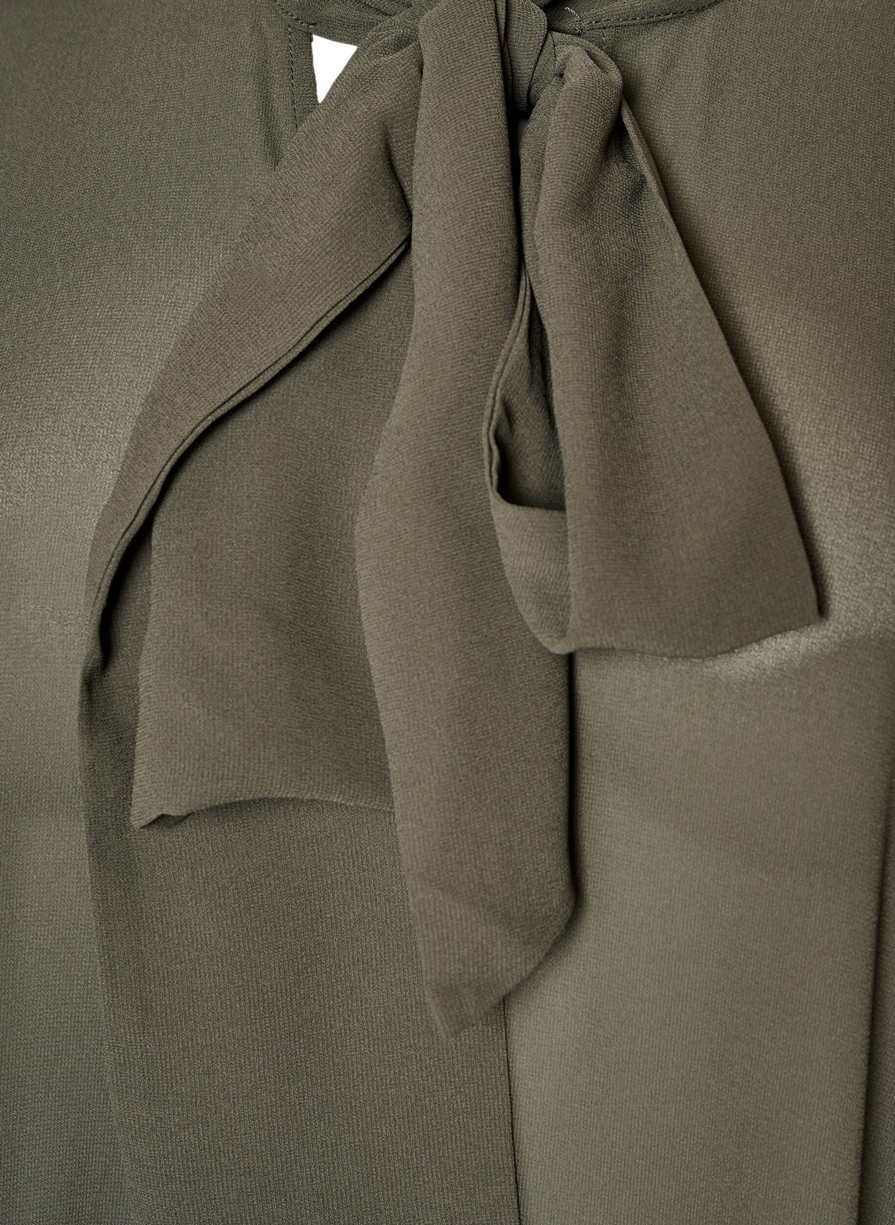 ZizzifashionBlouse with ribbon tie and ruffle details, Dark Grey, Packshot image number 2
