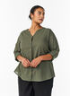 Cotton shirt blouse with V-neck, Green, Model image number 0