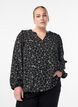 Long-sleeved blouse with floral embroidery, Black, Model image number 0