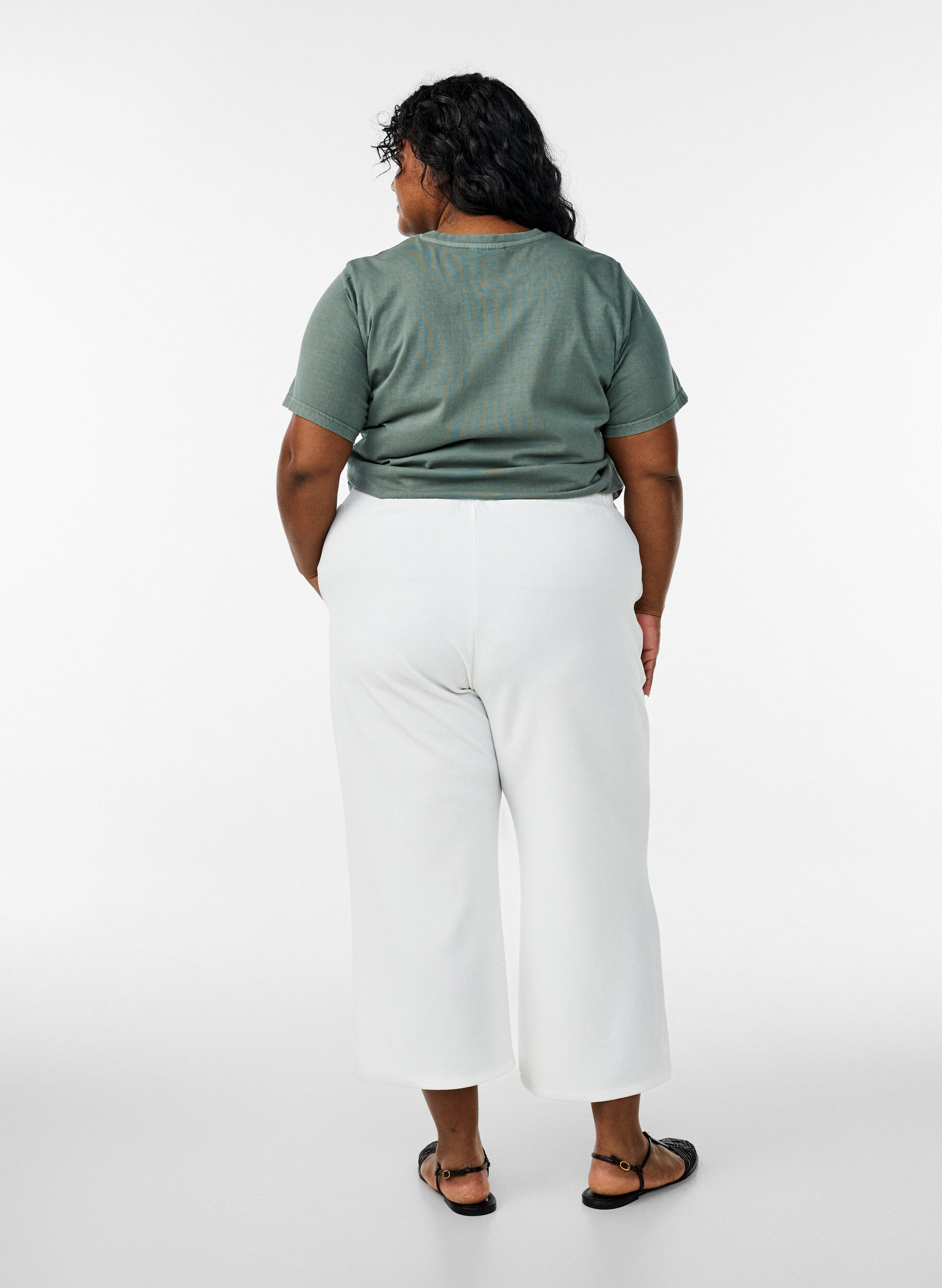 ZizzifashionLoose trousers with 7/8 length, White, Model image number 1