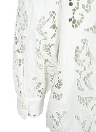 Long-sleeved lace shirt blouse, White, Packshot image number 3
