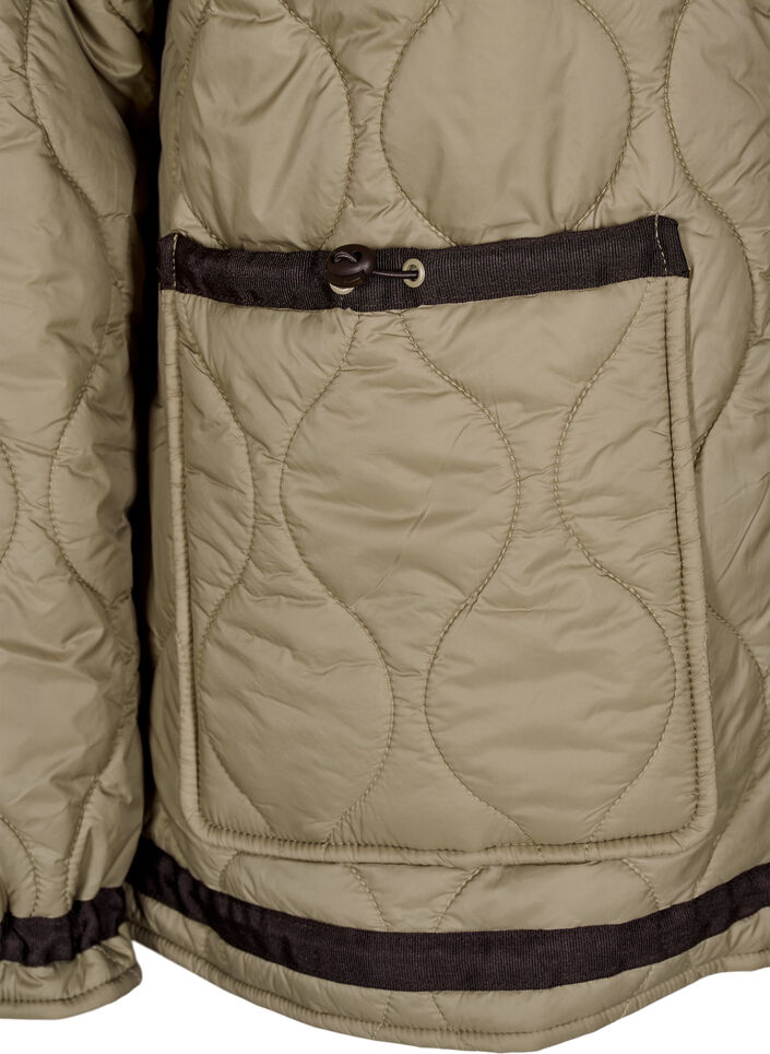 Short quilted jacket with contrast details, Beige, Packshot image number 3