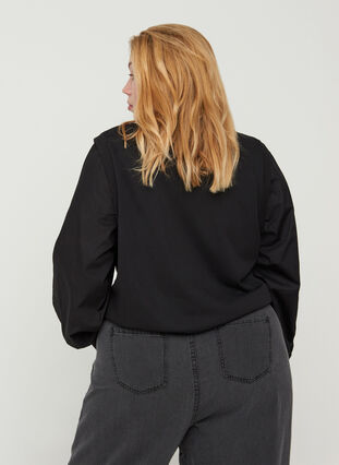Sweatshirt with long sleeves and ribbed cuffs, Black, Model image number 1